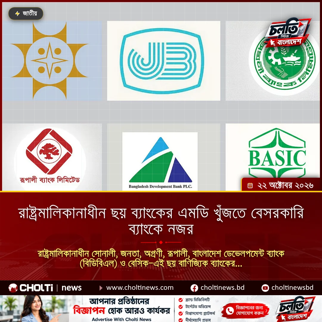 রাষ্ট্রমালিকানাধীন ছয় ব্যাংকের এমডি খুঁজতে বেসরকারি ব্যাংকে নজর