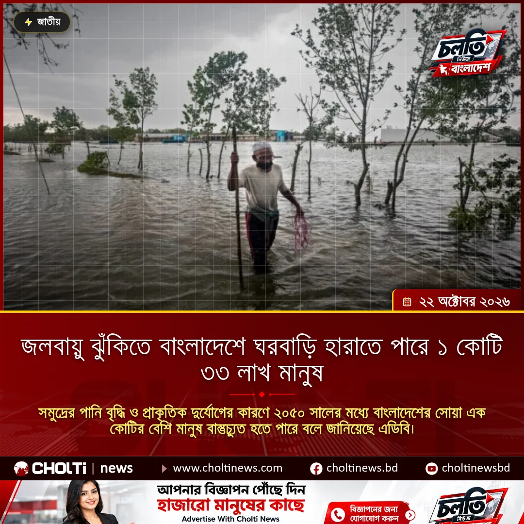 জলবায়ু ঝুঁকিতে বাংলাদেশে ঘরবাড়ি হারাতে পারে ১ কোটি ৩৩ লাখ মানুষ